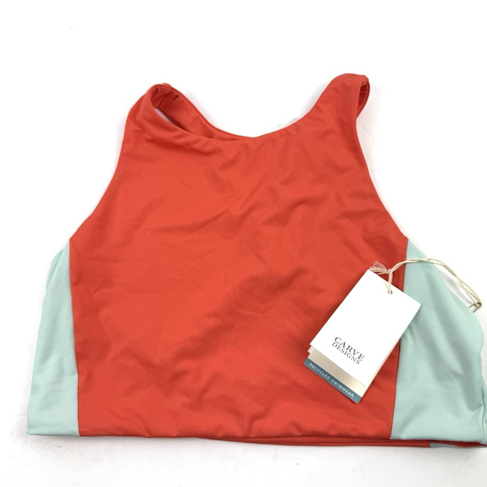 Carve Designs Sanitas Colorblock‎ Swim Top Large Sunset Sea Glass Brand New